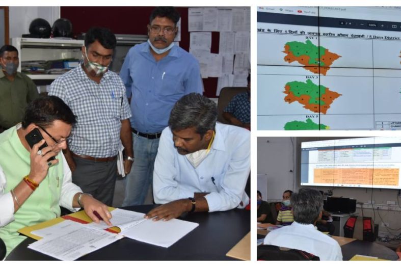 उत्तराखंड में लगातार हो रही बारिश, आपदा प्रबंधन केंद्र पहुंच सीएम धामी ने अधिकारियों को दिए 24 घंटे अलर्ट रहने के निर्देश