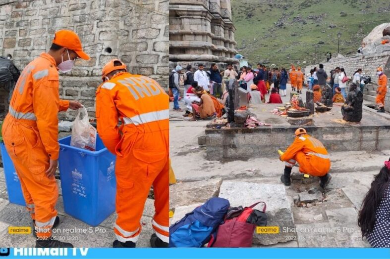 केदारनाथ मंदिर में चलाया गया सफ़ाई अभियान