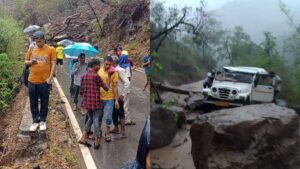 कोटद्वार पौड़ी हाईवे पर पहाड़ी दरकने से सड़क पर आया मलबा, मैक्स में एक आदमी के दबने से हुई मौत