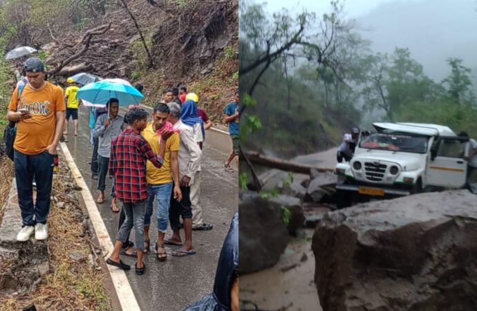 कोटद्वार पौड़ी हाईवे पर पहाड़ी दरकने से सड़क पर आया मलबा, मैक्स में एक आदमी के दबने से हुई मौत