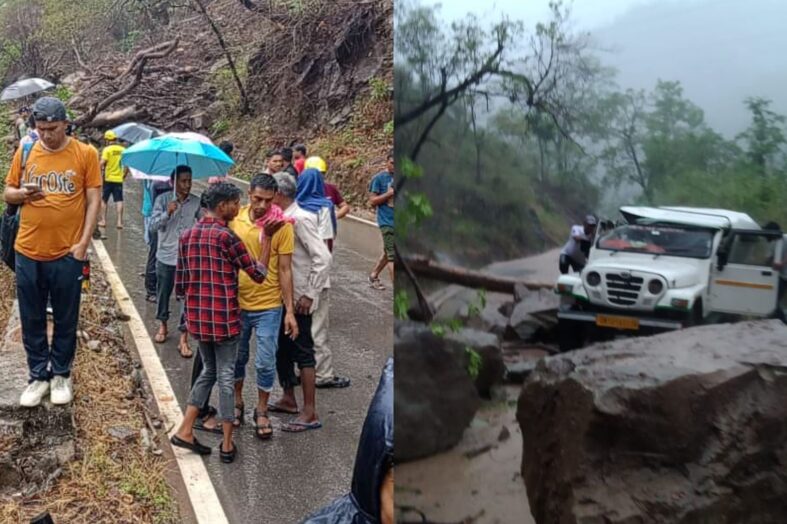 कोटद्वार पौड़ी हाईवे पर पहाड़ी दरकने से सड़क पर आया मलबा, मैक्स में एक आदमी के दबने से हुई मौत