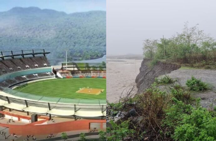 गौलापार स्थित इंदिरा गांधी अंतर्राष्ट्रीय खेल स्टेडियम के लिए खतरा बनी भारी बारिश