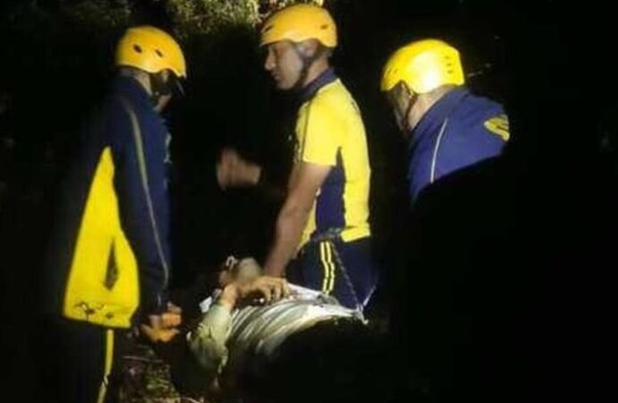 वाहन खाई में गिरा, एक की मौत चार घायल