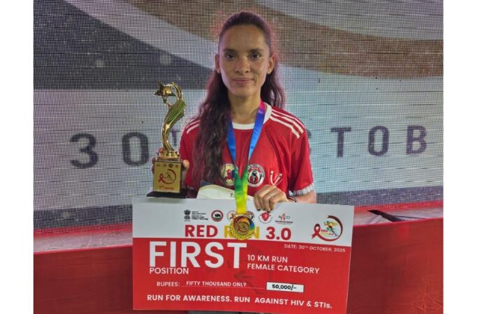 गौरव का पल — अनीशा ने 10 किलोमीटर की राष्ट्रीय रेड रन मैराथन 3.0 प्रतियोगिता में प्राप्त किया प्रथम स्थान