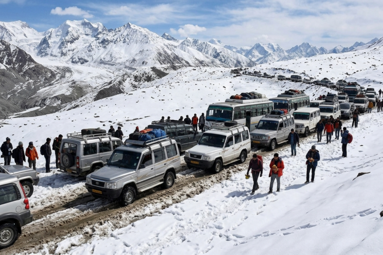 बर्फ की चादर पर बढ़ते वाहनों का दबाव: चारधाम यात्रा से हिमालयी पर्यावरण पर गहराता संकट