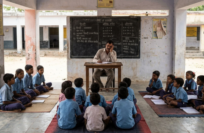 एक शिक्षक के भरोसे चल रहा विद्यालय, तीन कक्षाओं की पढ़ाई पर संकट